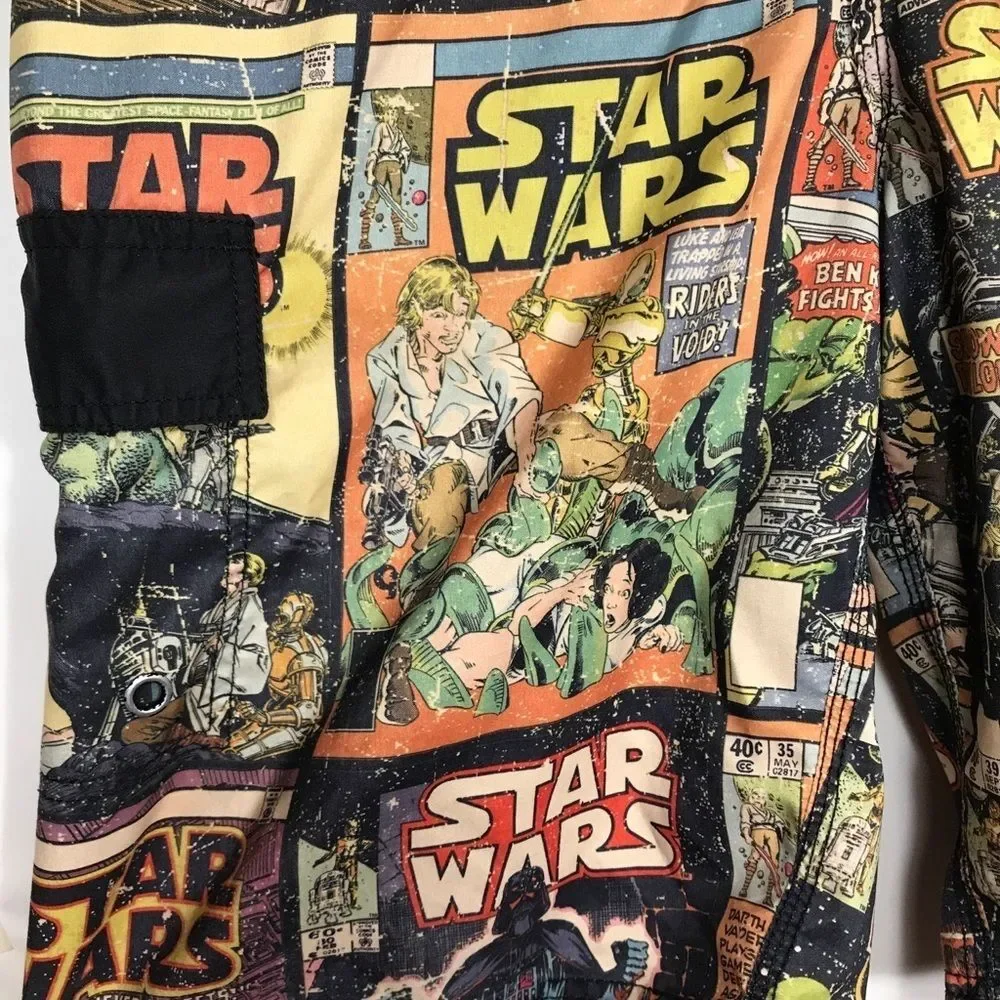 Mens Star Wars Long Board Shorts US Med Swim Trunks Vintage missing swim liner